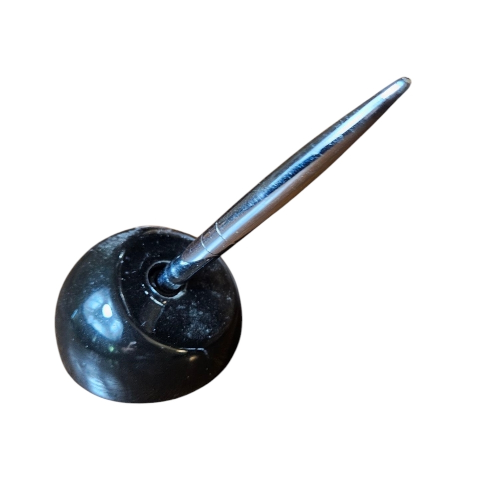 Elegant Black Heavy Ceramic Fountain Pen Holder.